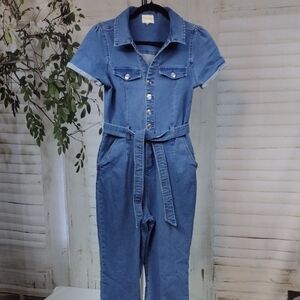 Blue Stretch Denim Jumpsuit Size M